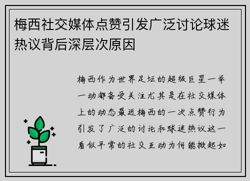 梅西社交媒体点赞引发广泛讨论球迷热议背后深层次原因